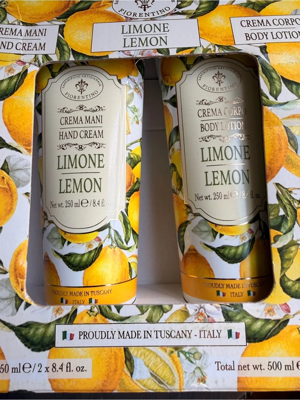 Fiorientino Limone Hand Cream & Body Lotion Set New Made in Italy